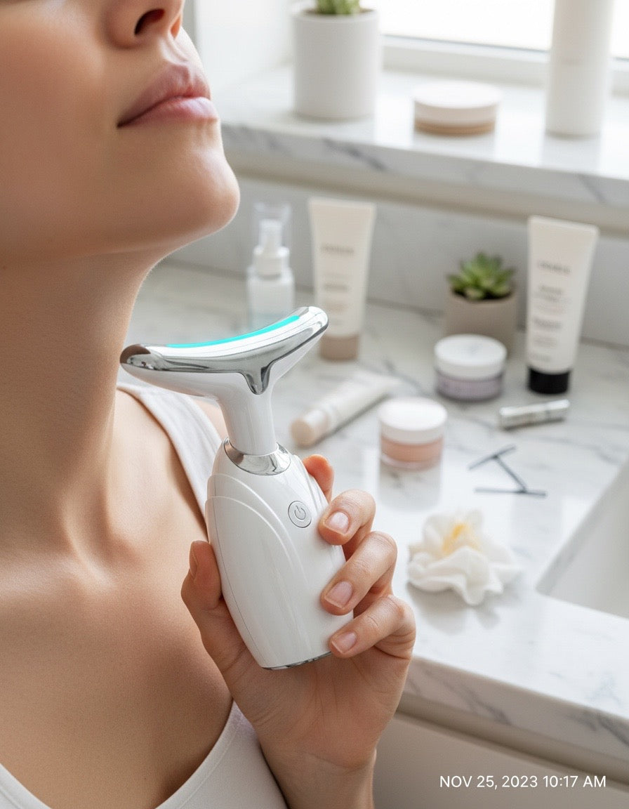 MASAJEADOR FACIAL 6 EN 1 LUZ LED